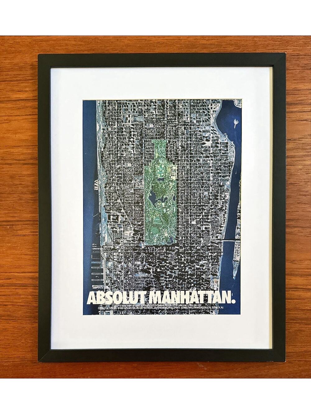 Framed 1989 Absolut Manhattan Magazine Ad Liquor Vodka Print NYC Central Park